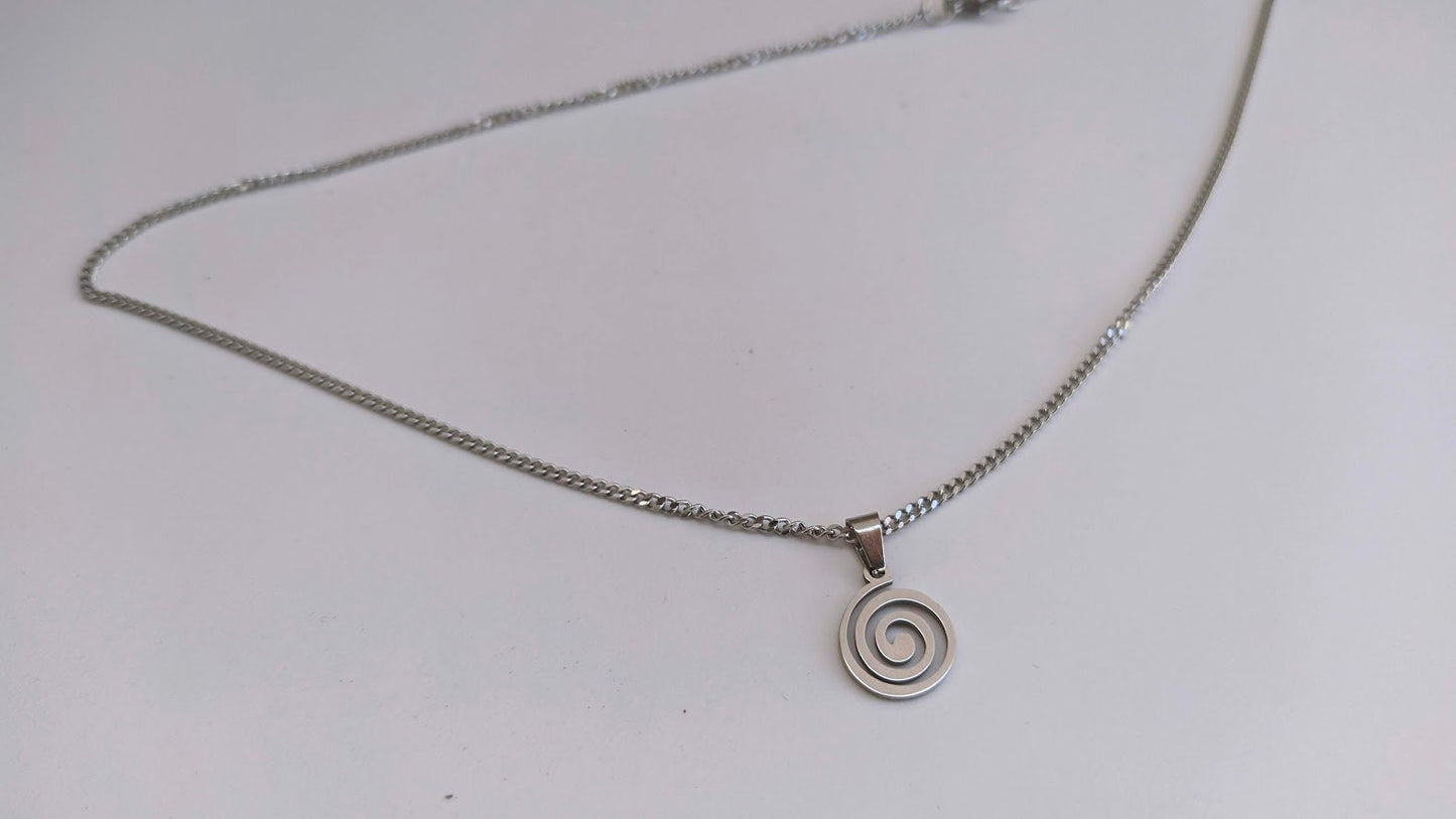 Collier pendentif spirale en Acier Inoxydable