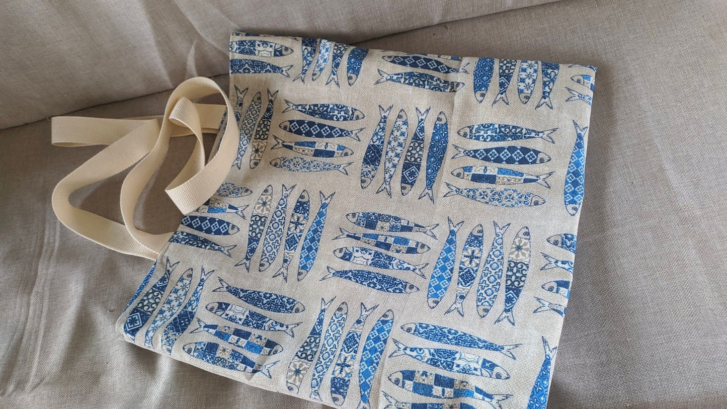 Fish Tote Bag - Cotton Bag - Beach Bag - Summer Tote Bag