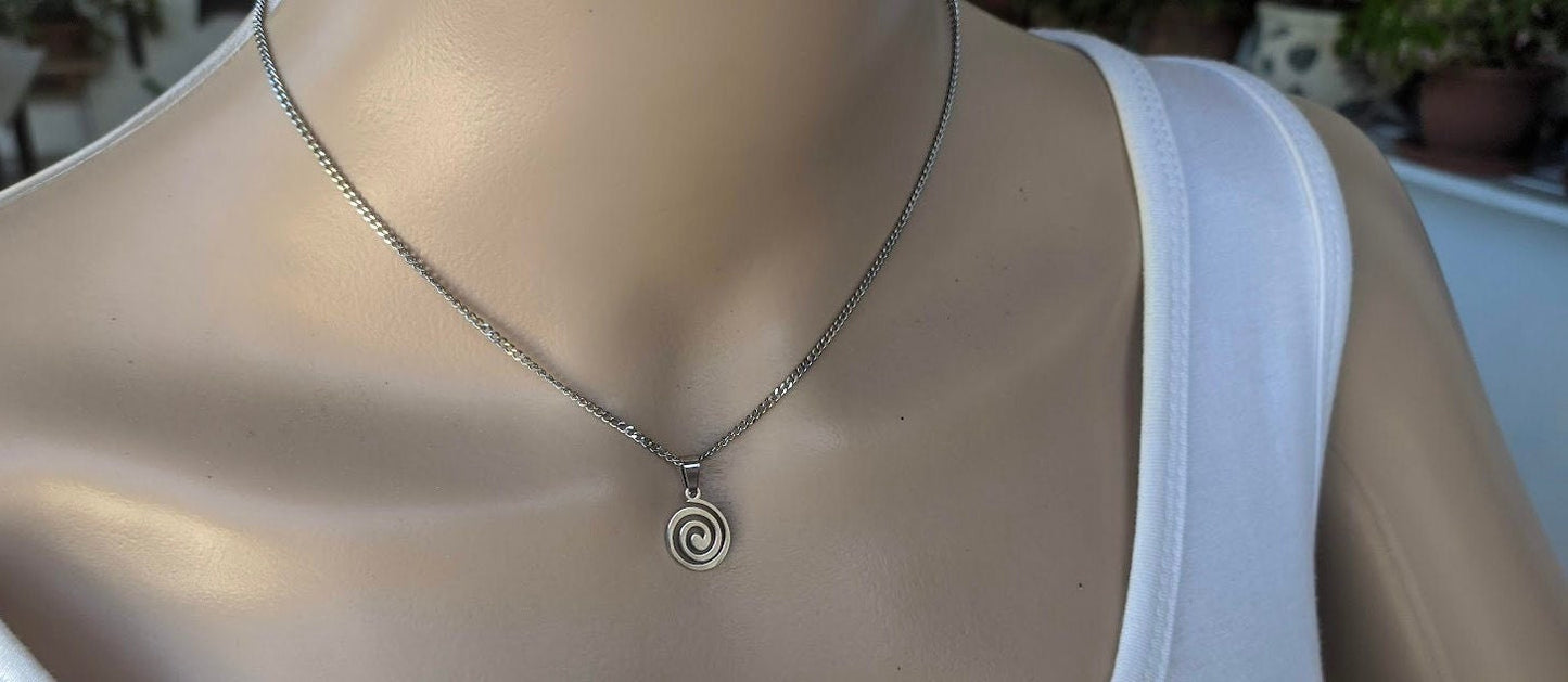 Collier pendentif spirale en Acier Inoxydable
