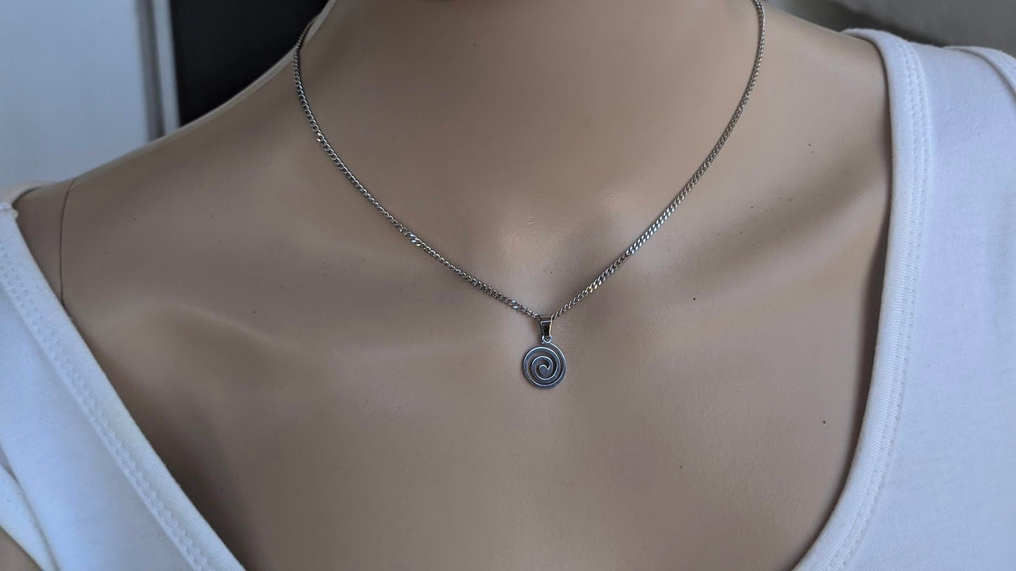 Collier pendentif spirale en Acier Inoxydable