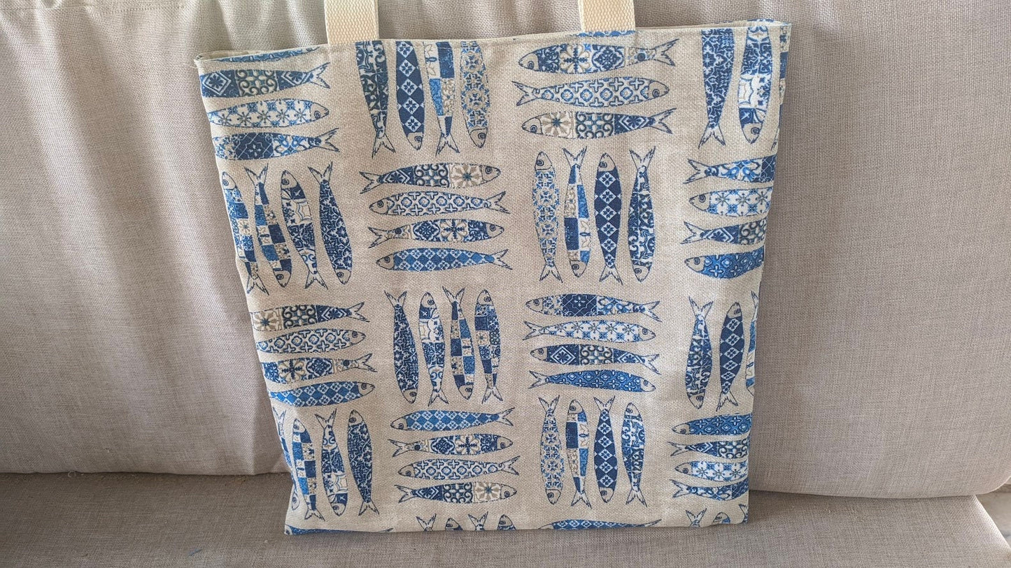 Fish Tote Bag - Cotton Bag - Beach Bag - Summer Tote Bag