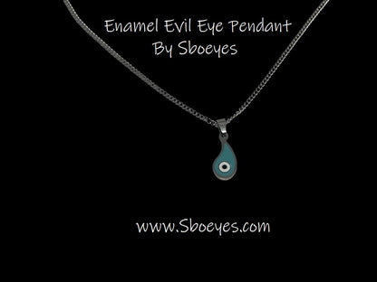 Enamel evil eye drop Necklace - Stainless jewelry - Gift for her -