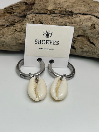 Boucles d’Oreilles Créoles Coquillage Cauri