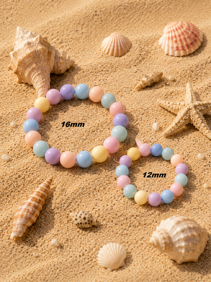 Bracelet en perles acryliques pastel – 12 ou 16mm – élastique