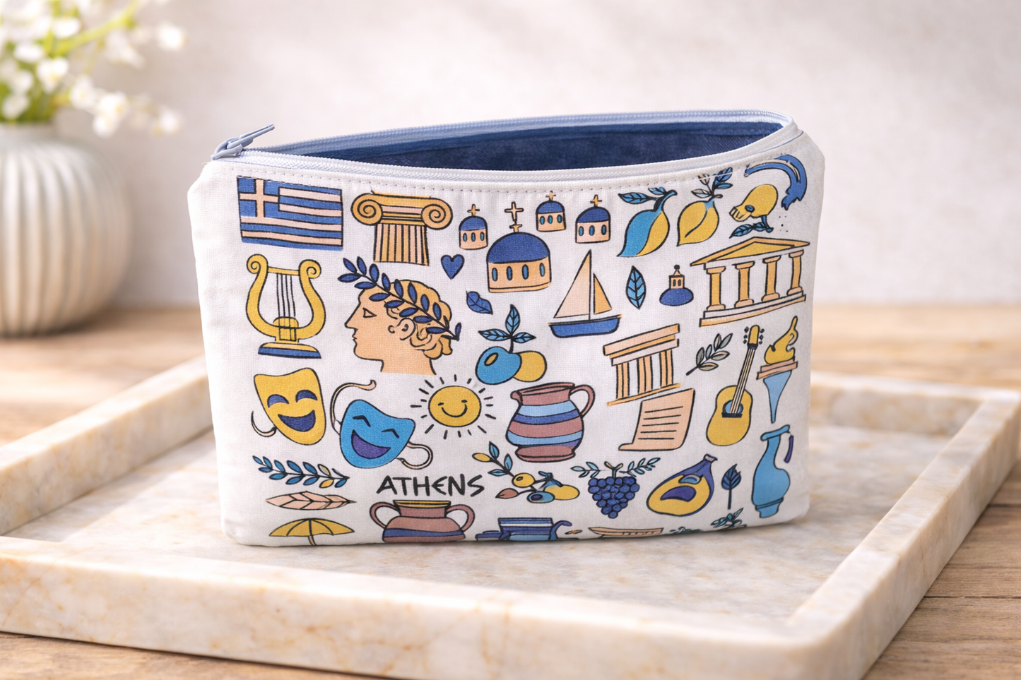 Greek Symbols Pouch - Greek gift - Made in Greece
