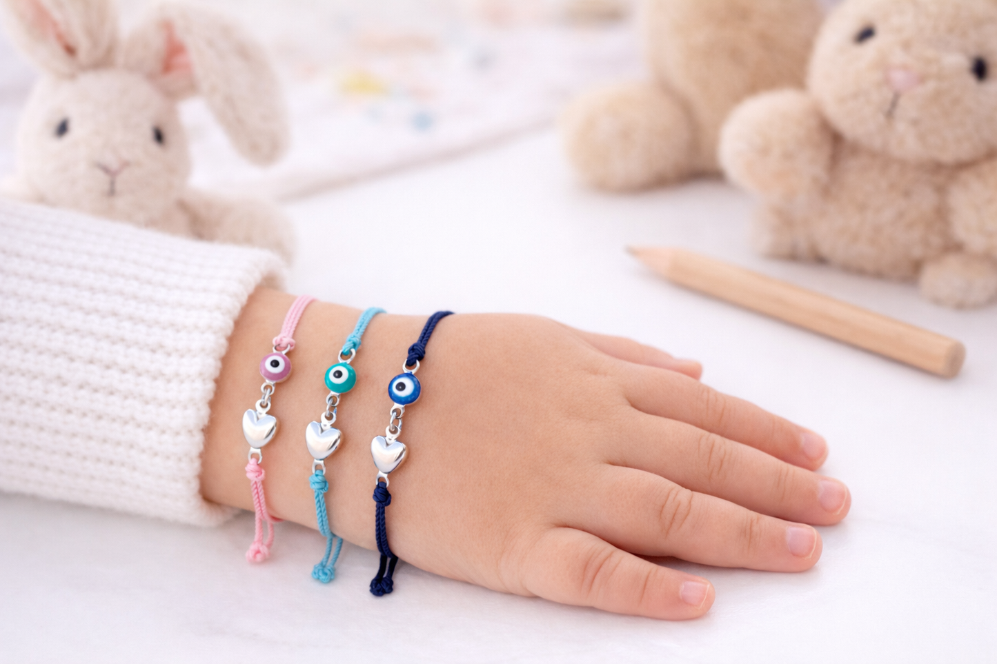 Evil Eye Heart Baby Bracelet - Protection Bracelet - baby Gift