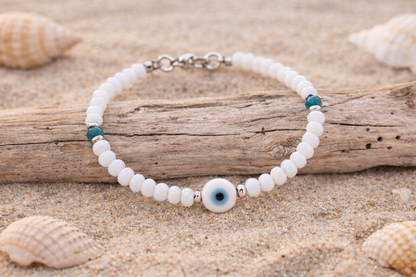 Bracelet Crystal Blanc Oeil Bleu - Mati - Souvenir Grec