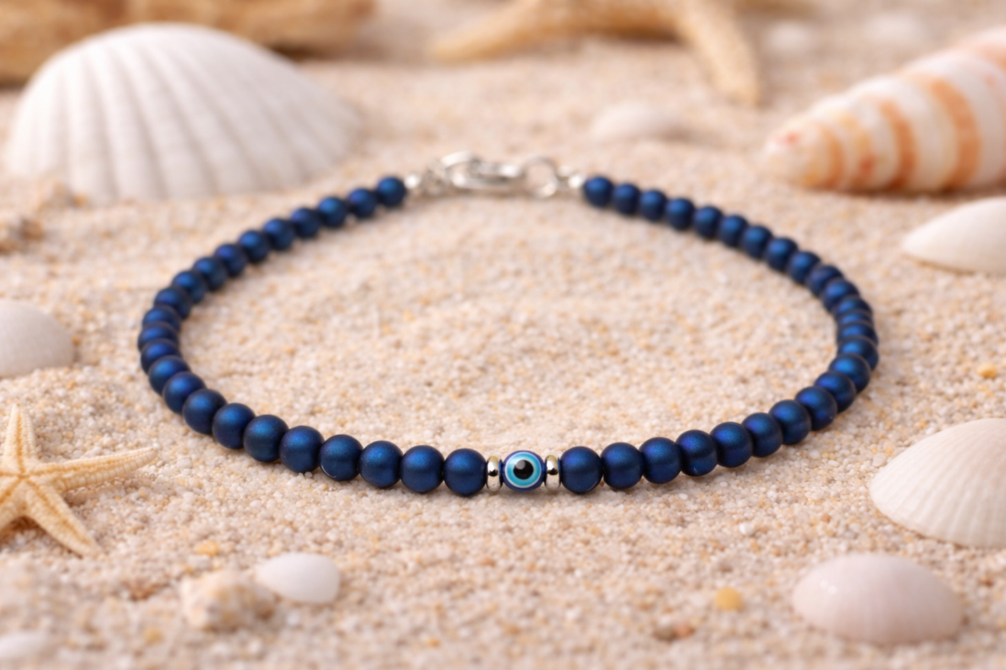 Bracelet hématite oeil bleu pour hommes - Bracelet de protection pour lui - Cadeau pour lui