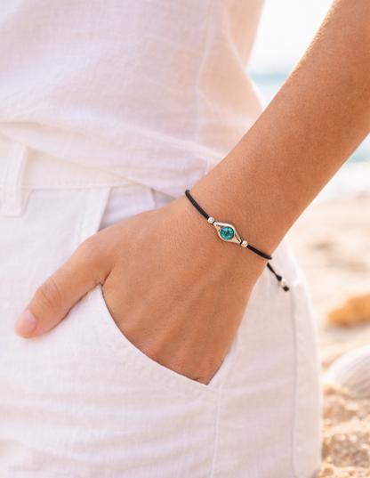 Bracelet Oeil Bleu Réglable - Bracelet Porte Bonheur - Cadeau pour Elle