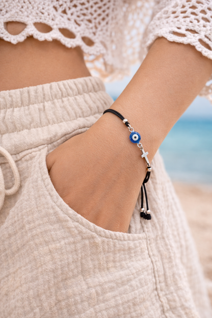 Bracelet Blue Evil Eye Cross - Bijoux grecs - Cadeau pour elle