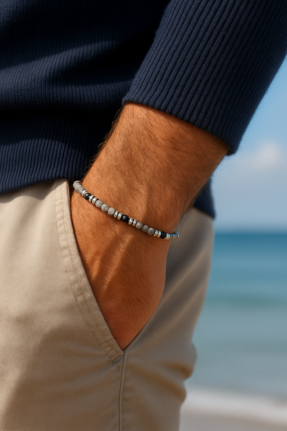 Minimalist Men’s Hematite & Onyx Bracelet - Gift for Him