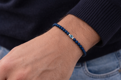 Bracelet hématite oeil bleu pour hommes - Bracelet de protection pour lui - Cadeau pour lui