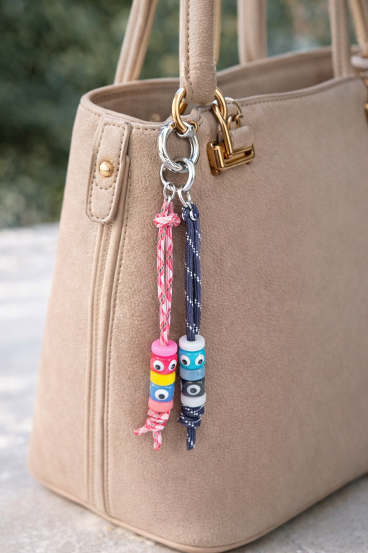 Bijou de sac Oeil Bleu - Bijou de sac en perles - Accessoire de sac