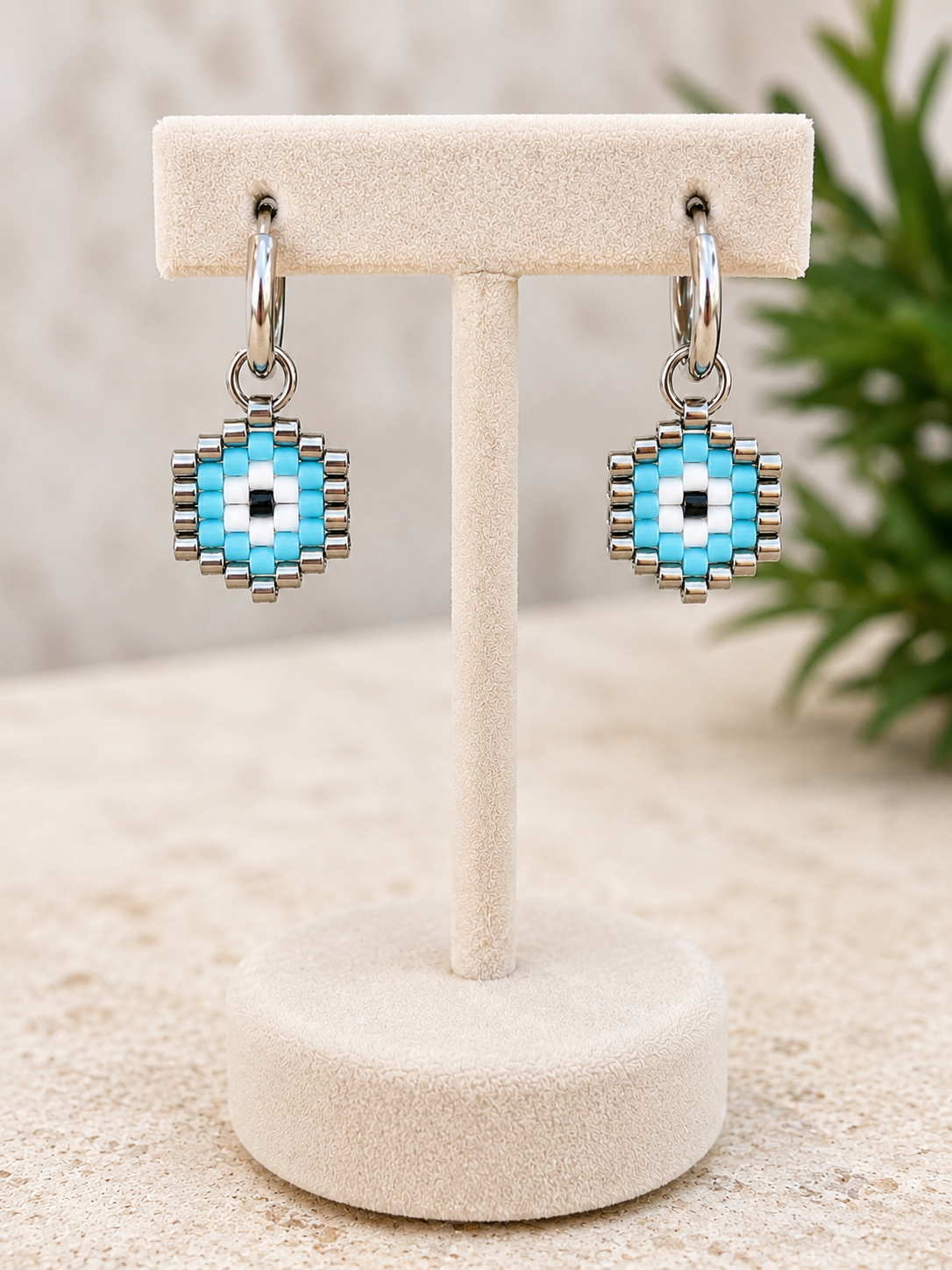 Miyuki Evil Eye Hoop Earrings