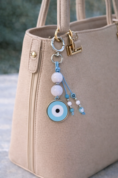 Bijou de Sac ou Porte clés Oeil Bleu ciel Porte-Bonheur – Élégance et Protection