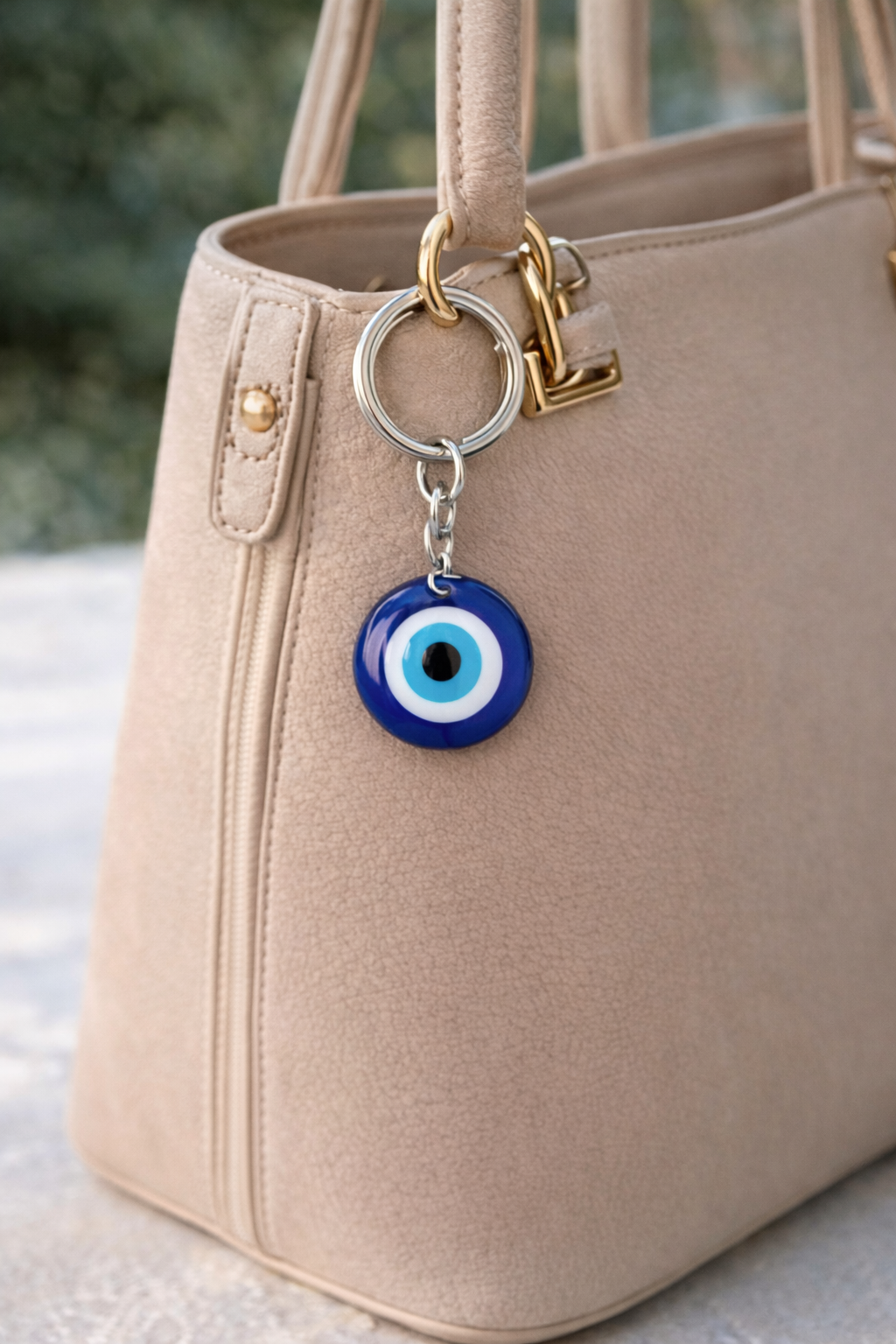 Porte-bonheur œil bleu en verre – Bijou de sac 