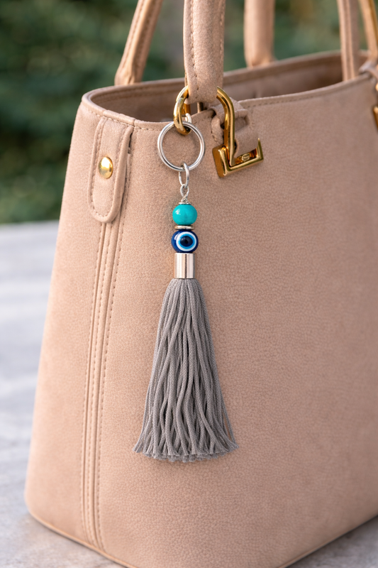 Evil Eye Gemstone Handbag Charm | Greek Handcrafted Purse Accessory