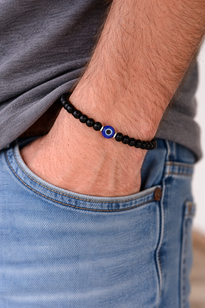 Evil Eye Onyx Bracelet - Evil Eye Protection Bracelet - Gift For Him or For Her