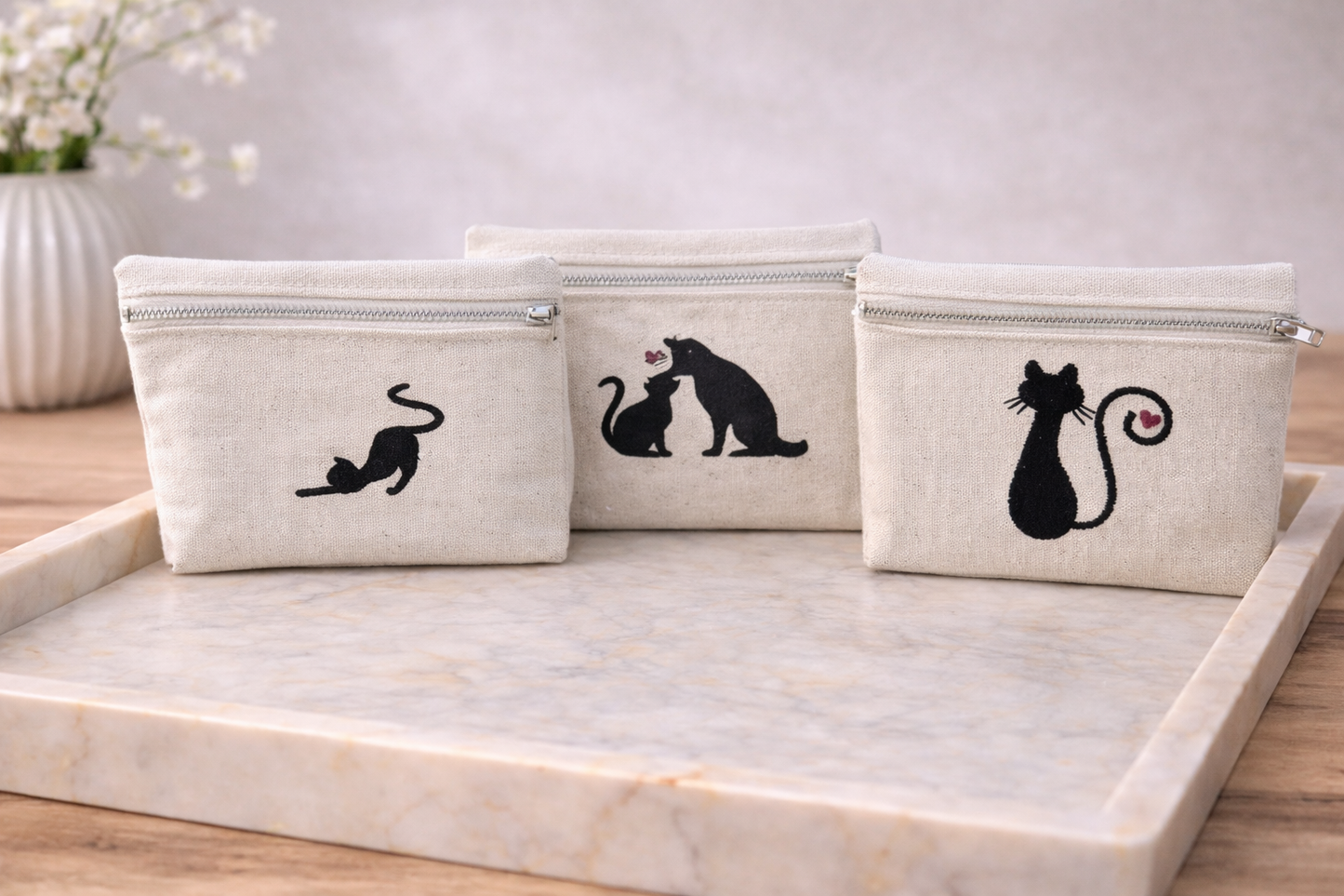 Pochette Tissu Chats Grecs – Toile de coton