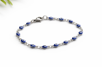 Bracelet Oeil Bleu en Acier - Bijou Grec - Cadeau pour Elle