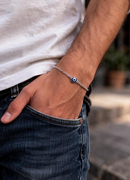 Stainless Steel Evil Eye Bracelet | Greek Protection Jewelry