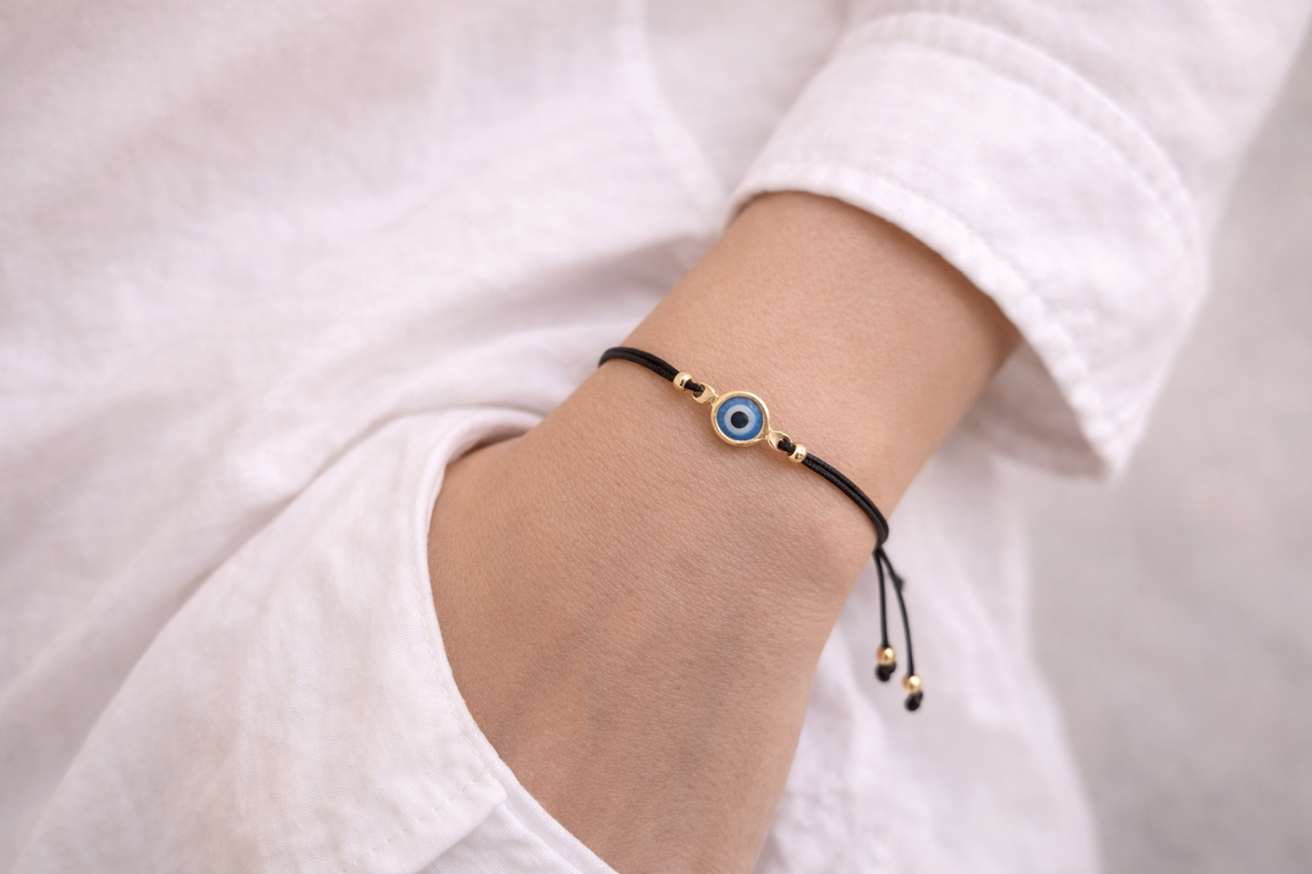 Tiny Gold Plated Evil Eye Bracelet | Protection Jewelry for Her