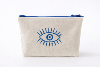 Canvas Evil Eye Embroidered Pouch – Custom pouch – Greek Gift