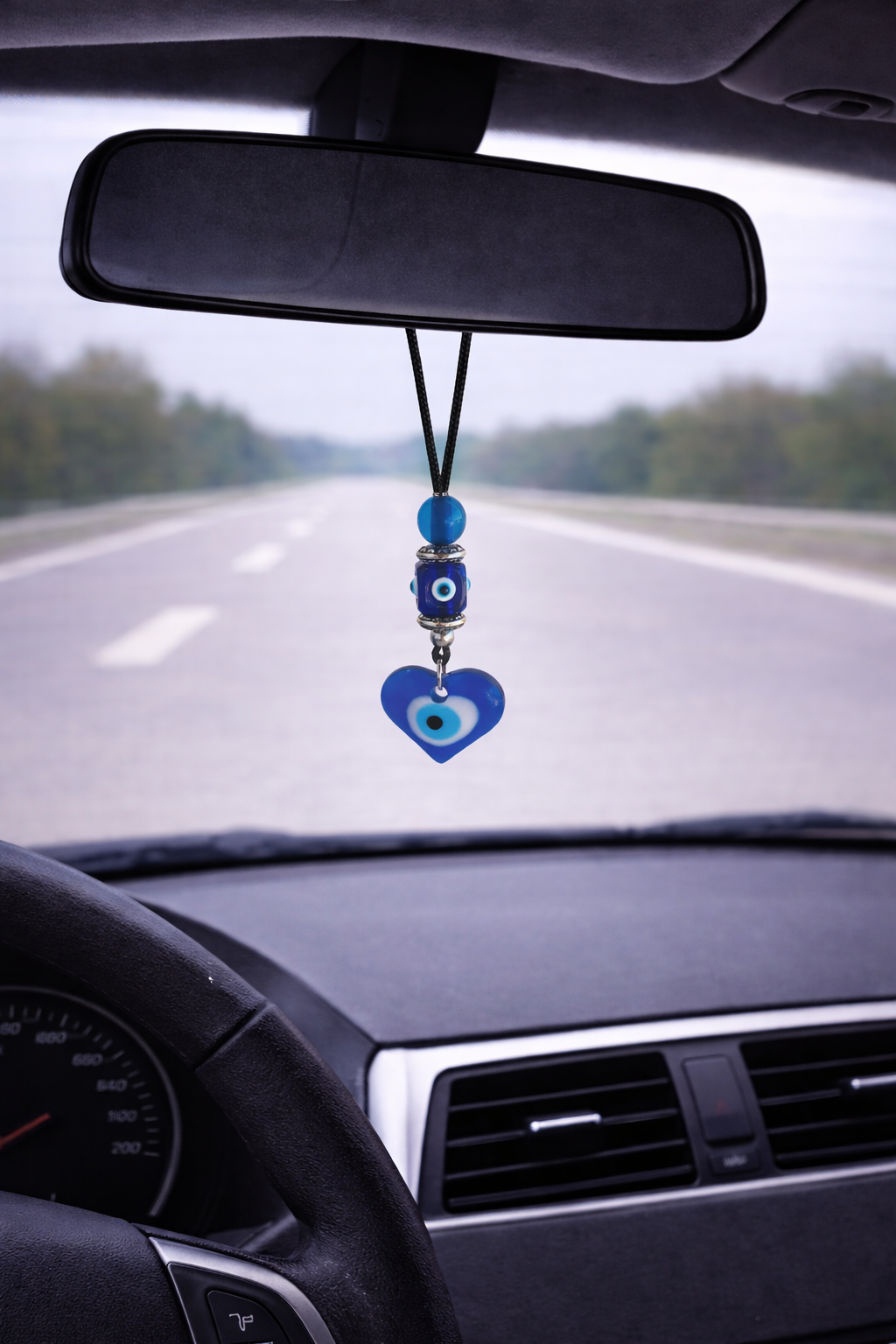 Bijou de Retroviseur Coeur Oeil Bleu 