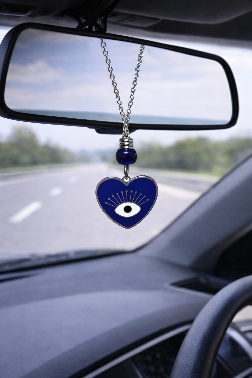 Bijou de Retroviseur Coeur Oeil Bleu