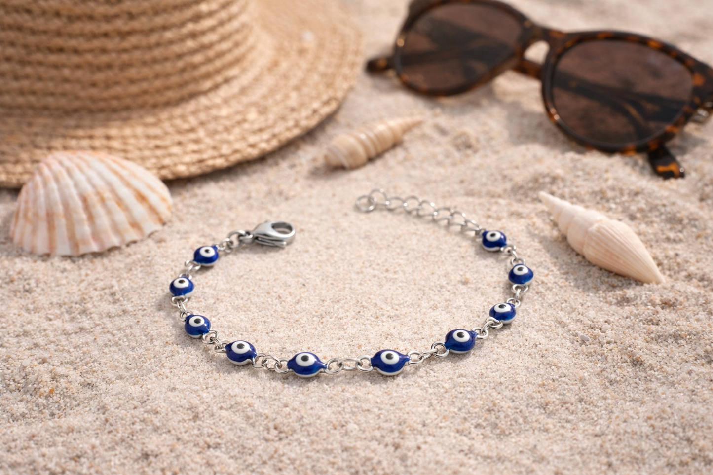 Protective Evil Eye Bracelet for Baby & Child - Stainless Steel Protection Charm - New Mom Gift