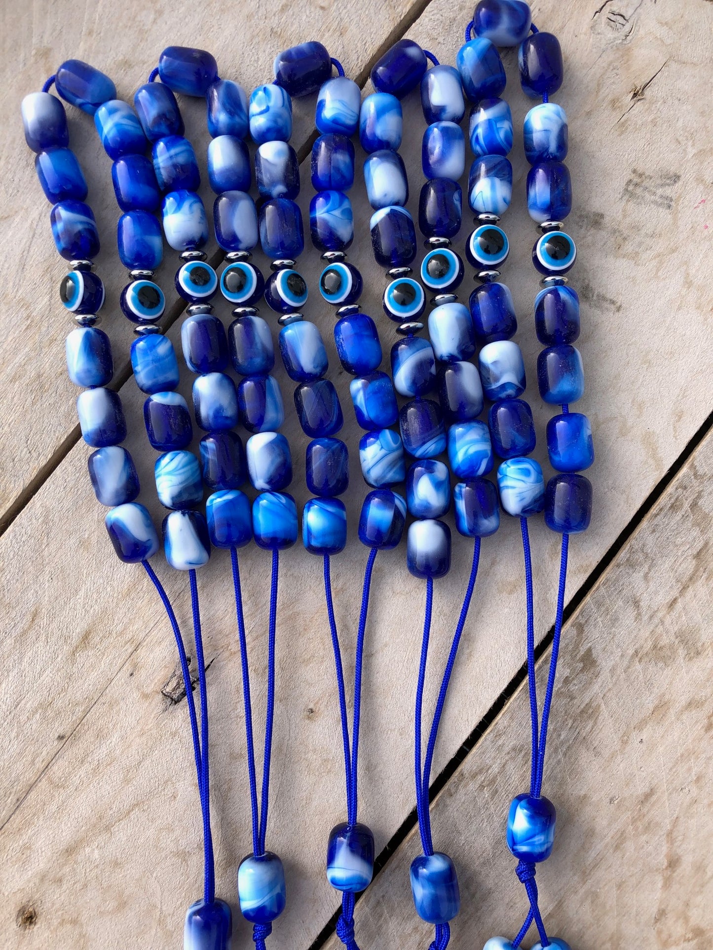 Evil eye worry beads – Greek gift – Anti stress toy – Blue komboloi