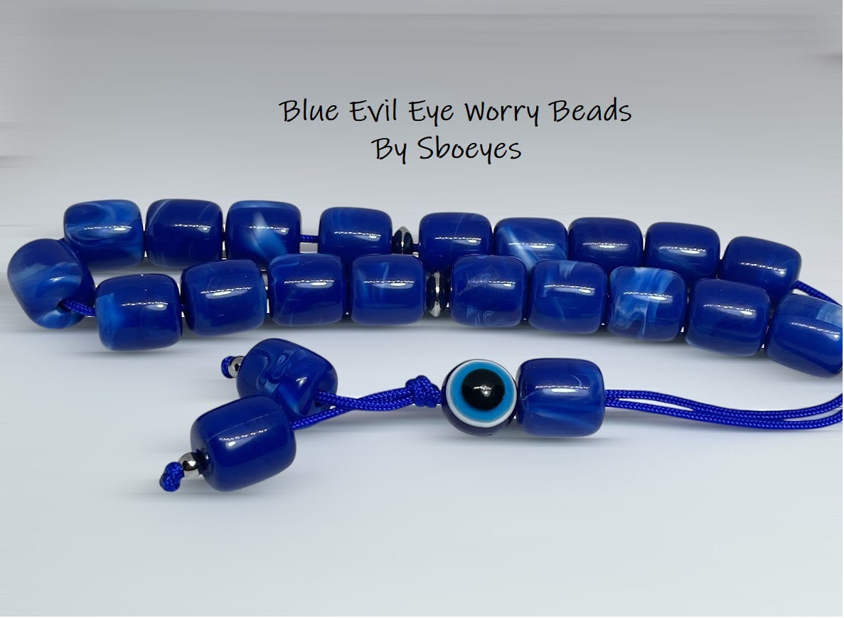Blue Evil Eye Komboloi Worry Beads - Greek Gift