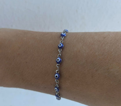 Stainless Steel Tiny Evil Eye Bracelet | Greek Gift for Her