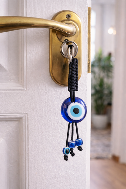 Glass Evil Eye Keychain -  Car Keyring - Greek Gift