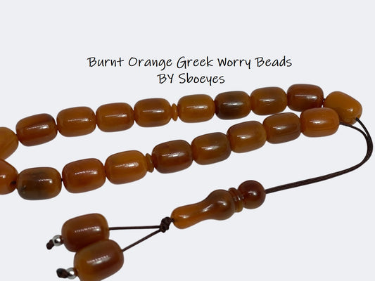 Burnt Orange Worry Beads – Greek Gift – Anti Stress Toy – Gift for Him