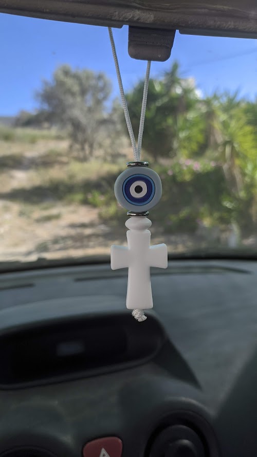 Evil Eye Cross Car Mirror Charm - New Driver Gift - Car Protection