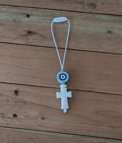 Evil Eye Cross Car Mirror Charm - New Driver Gift - Car Protection