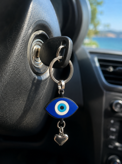Greek Evil Eye Bag Charm & Keychain – Handmade Lucky Accessory