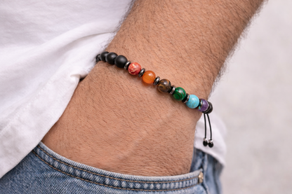 Bracelet pierres precieuses 7 chakras - Bracelet Unisex