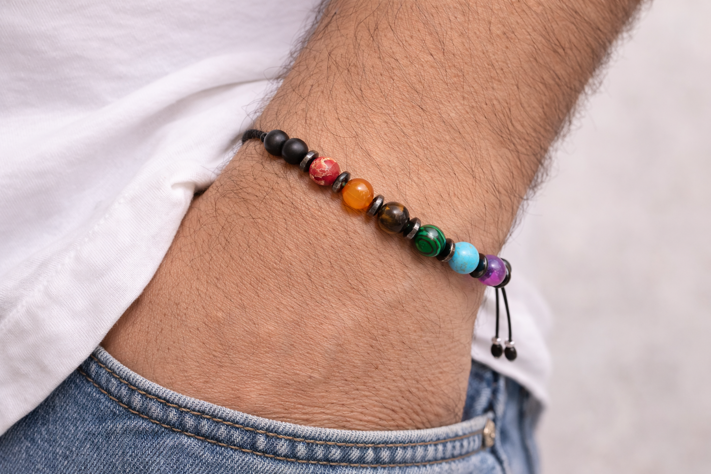 Bracelet pierres precieuses 7 chakras - Bracelet Unisex