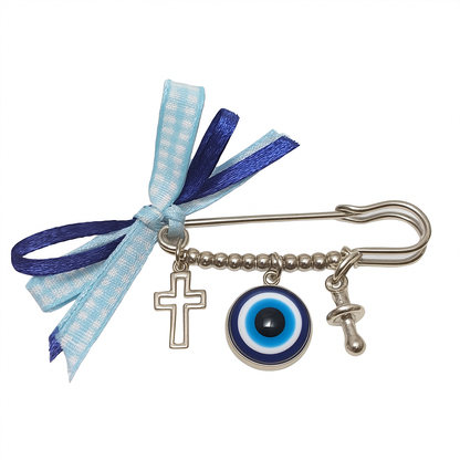 Dark Blue or Pink Evil Eye Safety Pin - Baby Evil Eye Protection