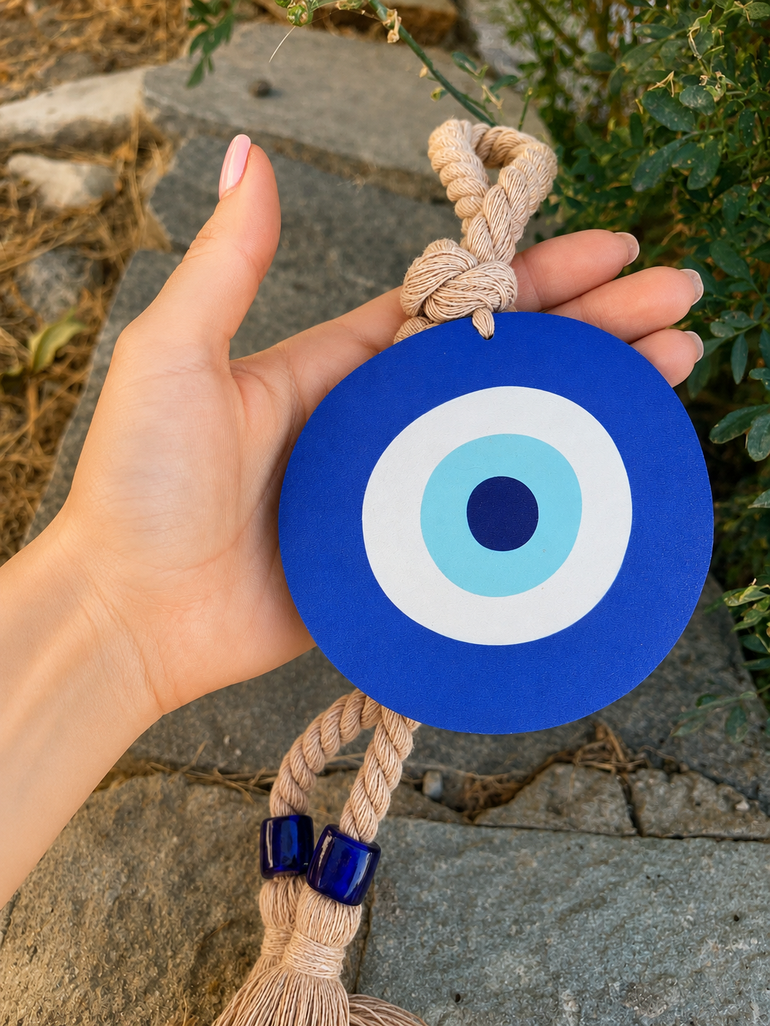 Greek Evil Eye Wall Hanging | Wooden Boho Home Decor
