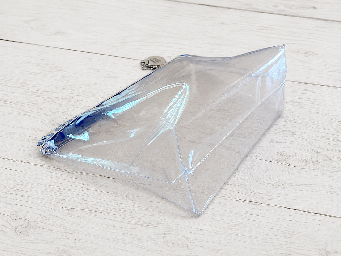 Greek Evil Eye Clear Cosmetic Bag, Transparent Travel Toiletry Pouch, Beach Makeup Bag with Evil Eye Charm