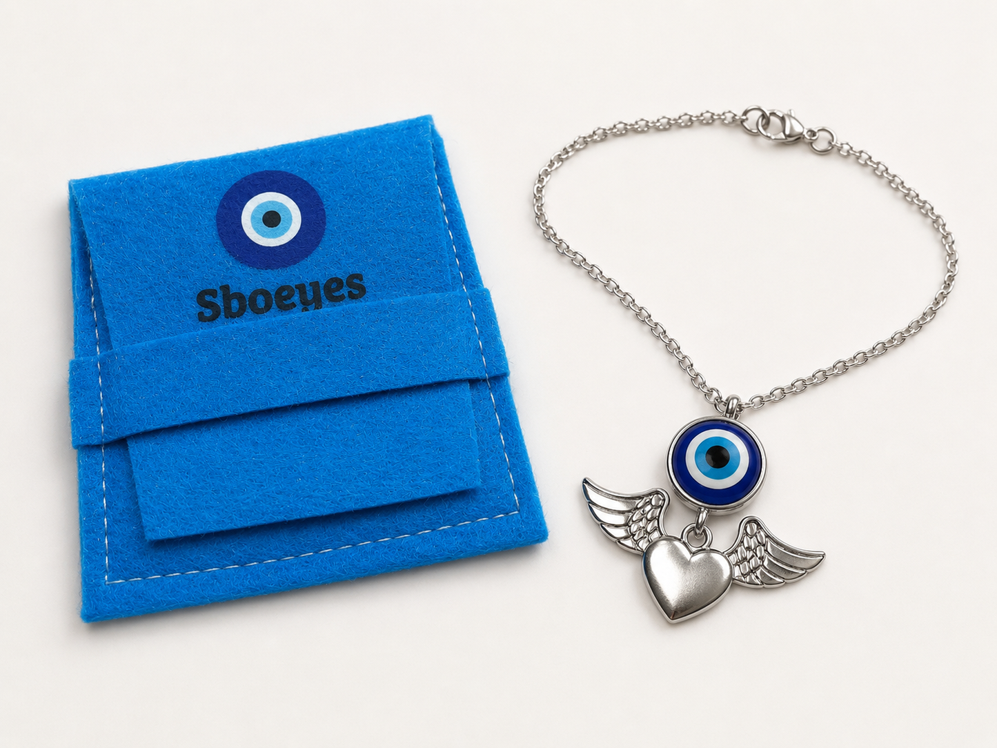 Angel Wings Evil eye Mirror charm - new car gift - Car accessories