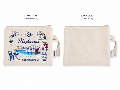Greek Evil Eye Cotton Pouch – Paros - Mykonos - Santorin Islands – Gift Idea