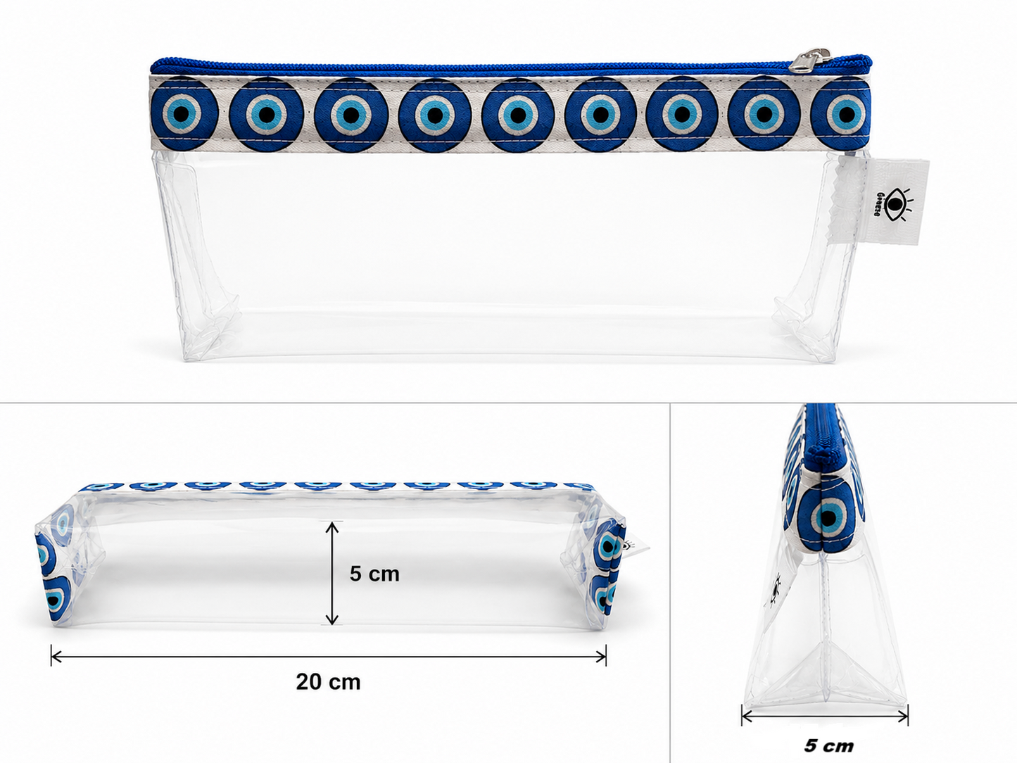 Greek Evil Eye Clear PVC Makeup Pouch - Clear Cosmetic Bag