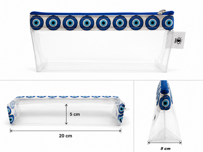 Greek Evil Eye Clear PVC Makeup Pouch - Clear Cosmetic Bag