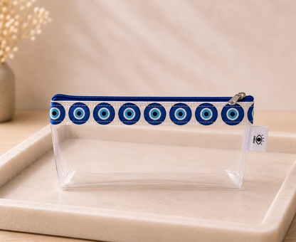 Greek Evil Eye Clear PVC Makeup Pouch - Clear Cosmetic Bag