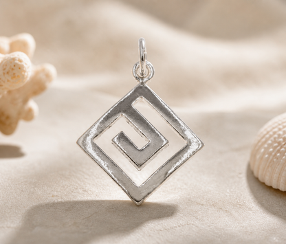 Silver Greek Meander pendant necklace