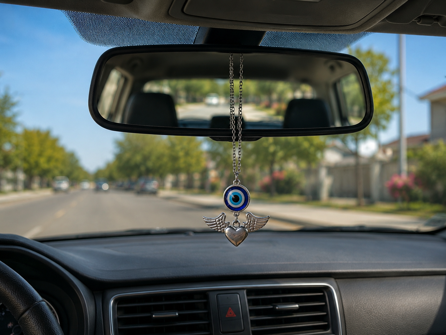 Angel Wings Evil eye Mirror charm - new car gift - Car accessories